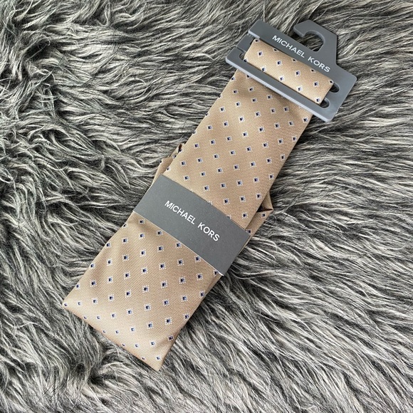 NWT authentic MK Tie Silk Poly tan Blue